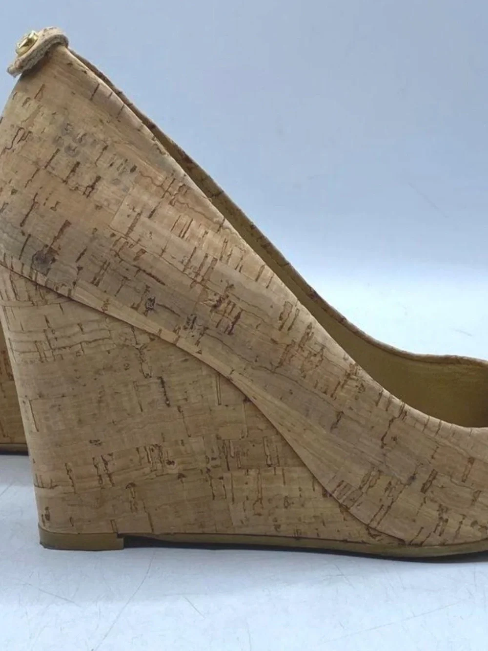 Stuart Weitzman Women's Size 10 M Cork Peep Toe Wedge Heels - Picture 6 of 10